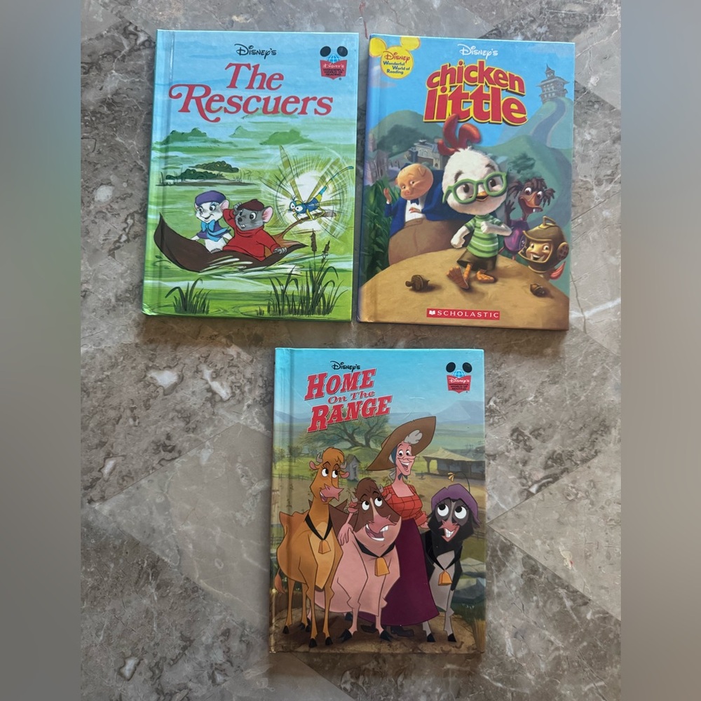 Disney set of 3 titles, Copywrite early 2000s see Rescuers photo 1970s